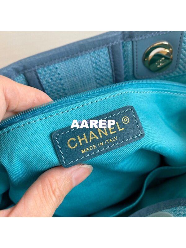 Replica Chanel Deauville Mixed Fibers Calfskin Shopping Bag A66943 Green 6