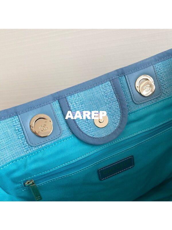 Replica Chanel Deauville Mixed Fibers Calfskin Shopping Bag A66943 Green 8