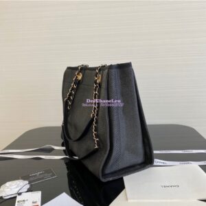 Replica Chanel Deauville Mixed Fibers Calfskin Shopping Bag A66943 Black 2