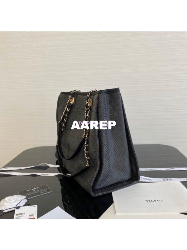 Replica Chanel Deauville Mixed Fibers Calfskin Shopping Bag A66943 Black 2