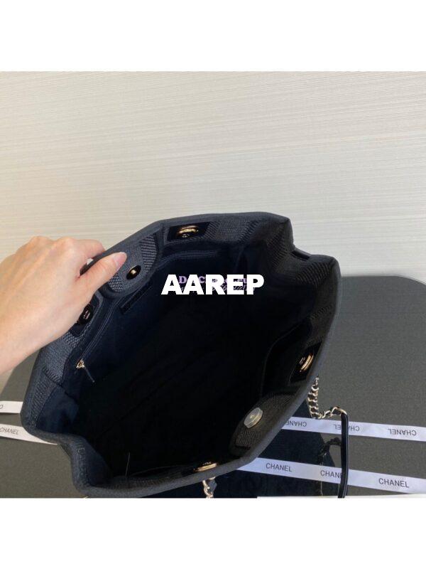 Replica Chanel Deauville Mixed Fibers Calfskin Shopping Bag A66943 Black 5