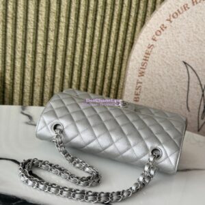 Replica Chanel Medium CF Classic Double Flap Bag in Iridescent Grained Calfskin Silver Limited Edition 2