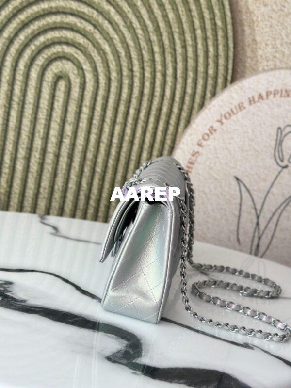 Replica Chanel Medium CF Classic Double Flap Bag in Iridescent Lambskin Silver Limited Edition 5