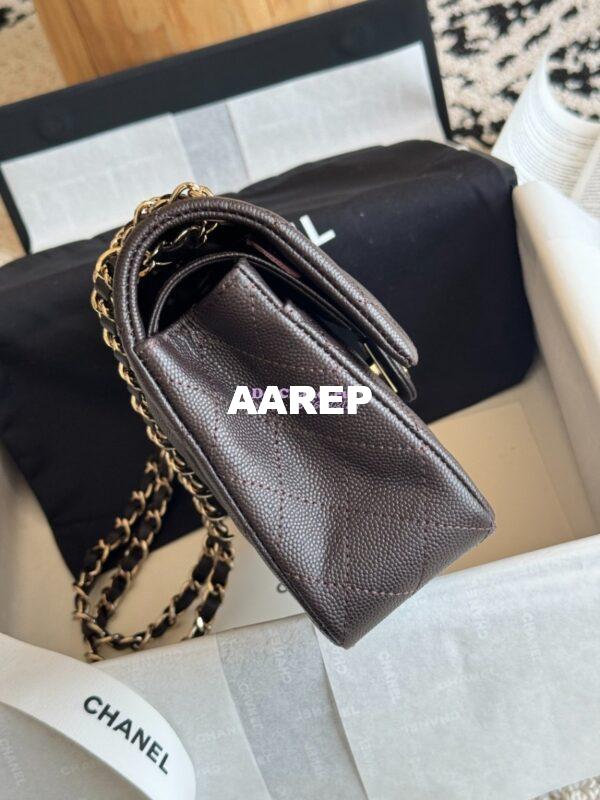 Replica Chanel Small Classic Double Flap Bag 23cm Grainy Caviar Dark Coffee 3