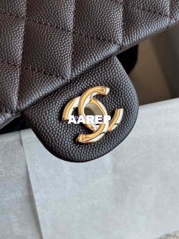 Replica Chanel Small Classic Double Flap Bag 23cm Grainy Caviar Dark Coffee 4