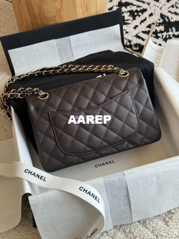 Replica Chanel Small Classic Double Flap Bag 23cm Grainy Caviar Dark Coffee 8