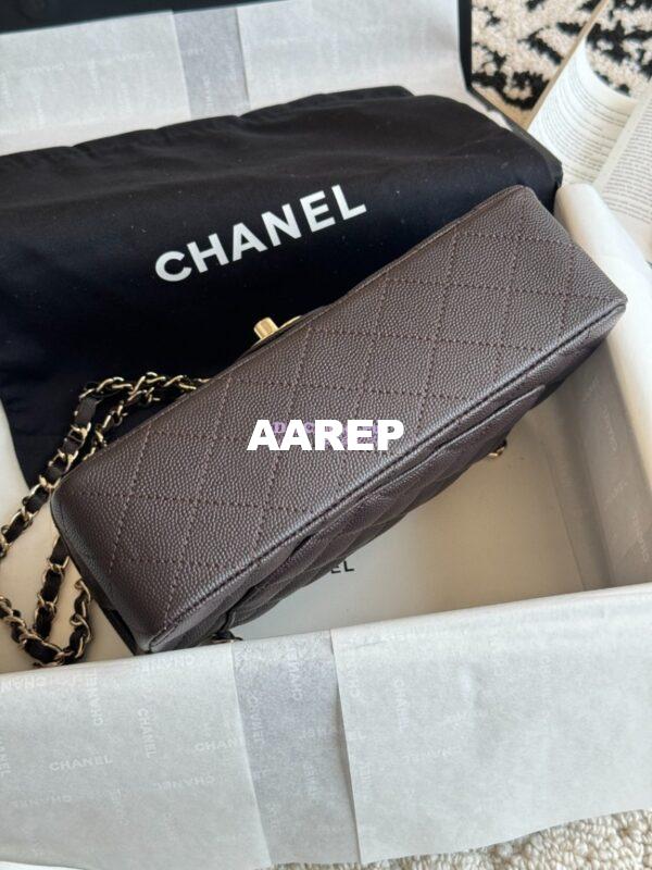 Replica Chanel Small Classic Double Flap Bag 23cm Grainy Caviar Dark Coffee 9