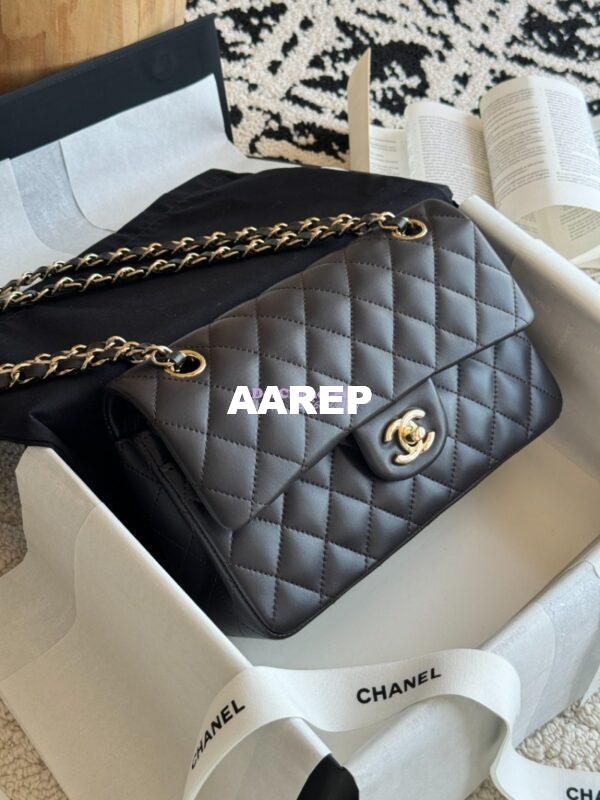 Replica Chanel Small Classic Double Flap Bag 23cm Lambskin Dark Coffee 2