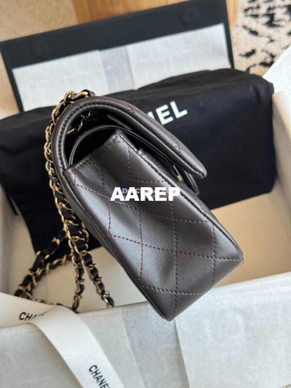 Replica Chanel Small Classic Double Flap Bag 23cm Lambskin Dark Coffee 3