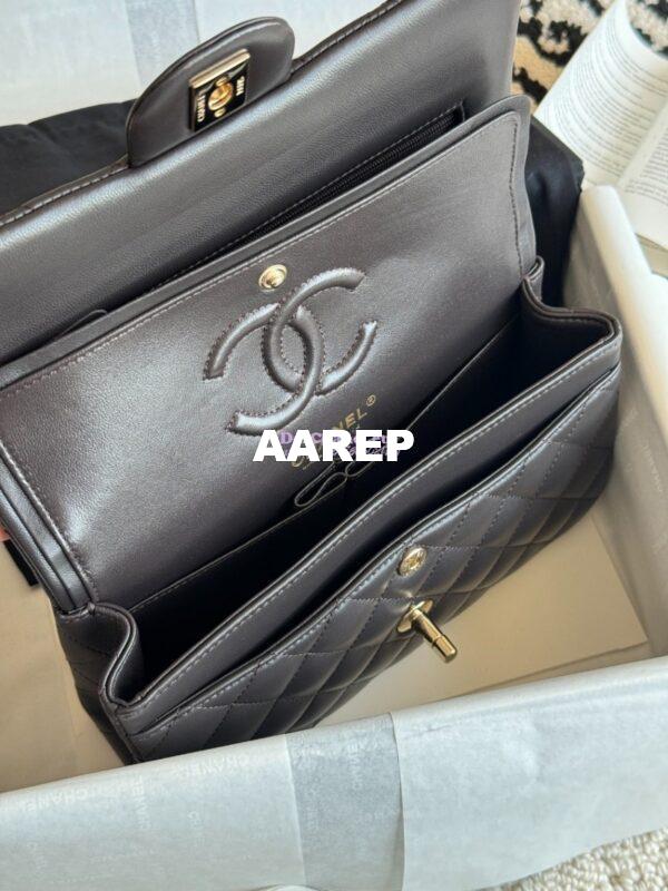 Replica Chanel Small Classic Double Flap Bag 23cm Lambskin Dark Coffee 6