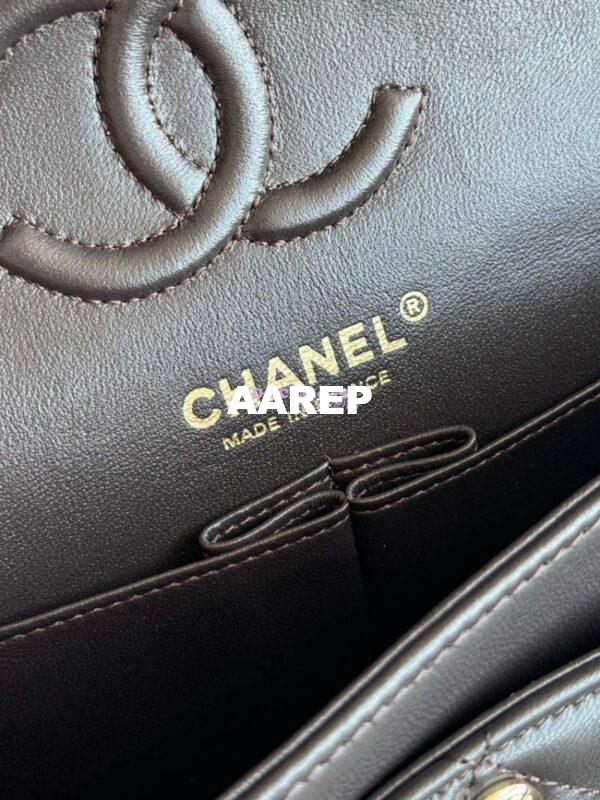 Replica Chanel Small Classic Double Flap Bag 23cm Lambskin Dark Coffee 7