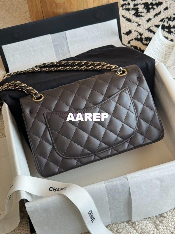 Replica Chanel Small Classic Double Flap Bag 23cm Lambskin Dark Coffee 8