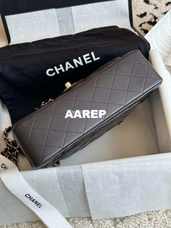 Replica Chanel Small Classic Double Flap Bag 23cm Lambskin Dark Coffee 9