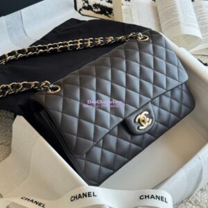 Replica Chanel CF 1112 Classic Flap Bag Qulited Lambskin with Light Gold Hardware in Dark Coffee 2