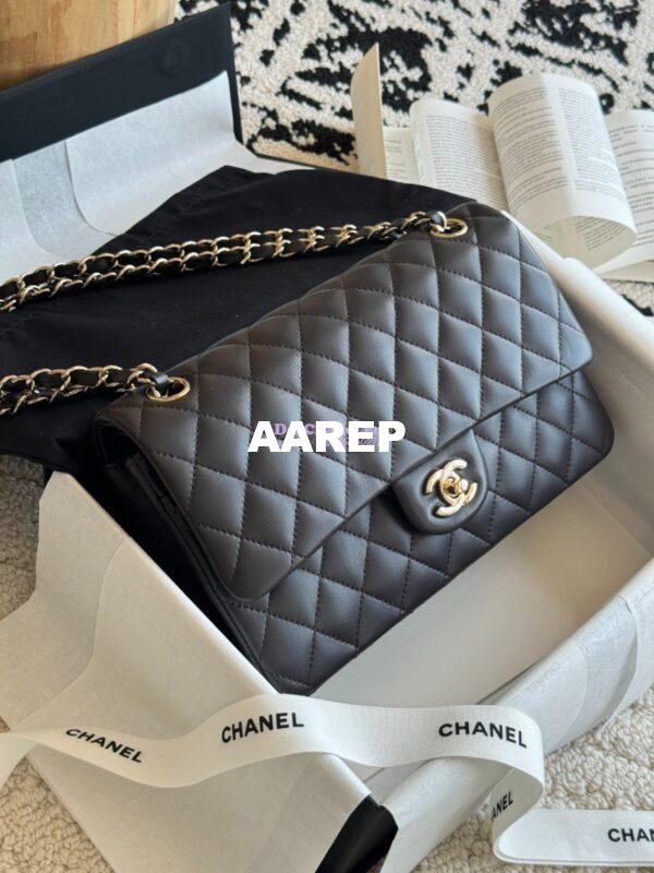 Replica Chanel CF 1112 Classic Flap Bag Qulited Lambskin with Light Gold Hardware in Dark Coffee 4
