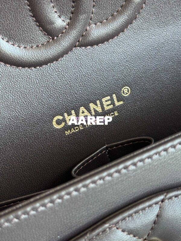 Replica Chanel CF 1112 Classic Flap Bag Qulited Lambskin with Light Gold Hardware in Dark Coffee 9
