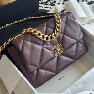 Replica Chanel 19 Large Flap Bag AS1161 Lambskin Dark Brown