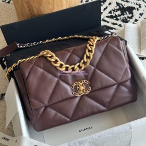 Replica Chanel 19 Large Flap Bag AS1161 Lambskin Dark Brown 2