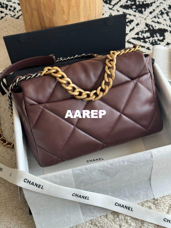 Replica Chanel 19 Large Flap Bag AS1161 Lambskin Dark Brown 6