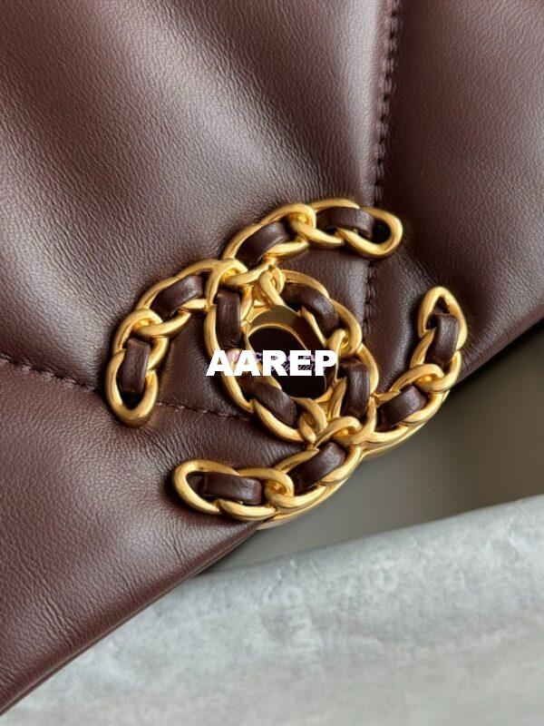 Replica Chanel 19 Large Flap Bag AS1161 Lambskin Dark Brown 7