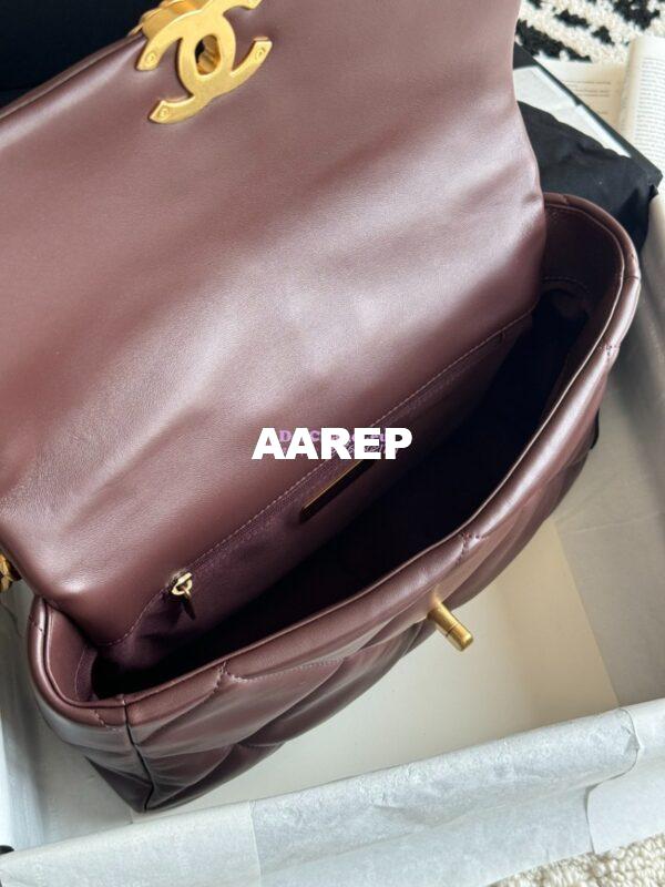 Replica Chanel 19 Large Flap Bag AS1161 Lambskin Dark Brown 8