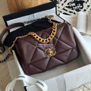 Replica Chanel 19 Small Flap Bag AS1160 Lambskin Dark brown