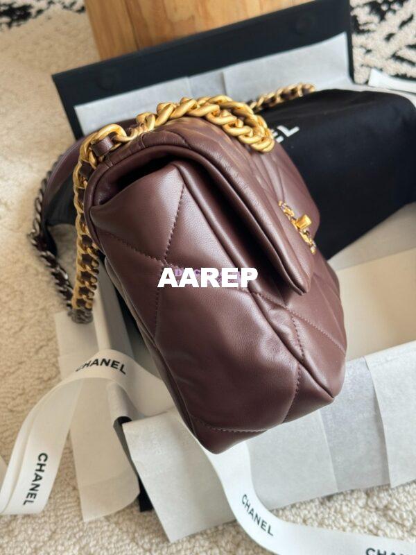 Replica Chanel 19 Small Flap Bag AS1160 Lambskin Dark brown 5