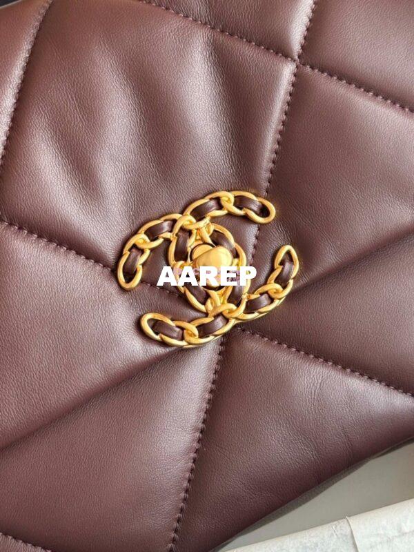 Replica Chanel 19 Small Flap Bag AS1160 Lambskin Dark brown 6