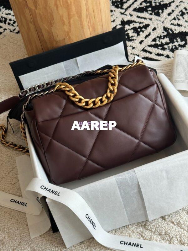 Replica Chanel 19 Small Flap Bag AS1160 Lambskin Dark brown 7