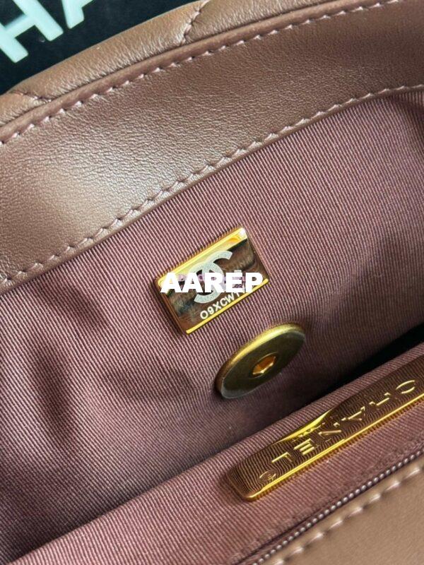 Replica Chanel 19 Small Flap Bag AS1160 Lambskin Dark brown 10