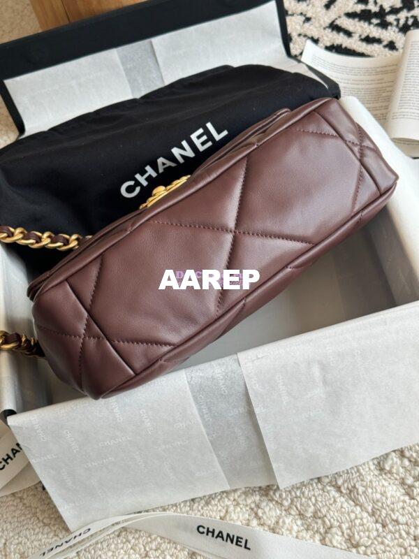 Replica Chanel 19 Small Flap Bag AS1160 Lambskin Dark brown 11