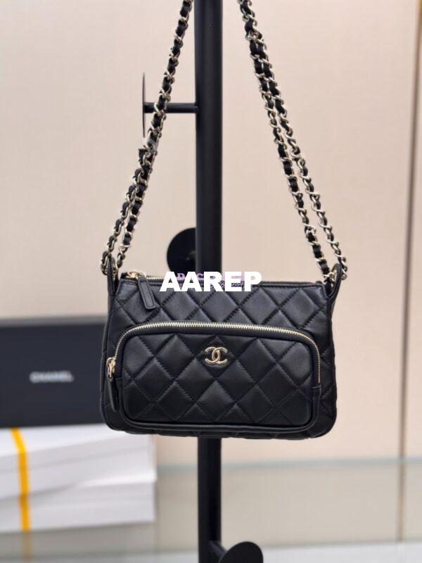 Replica Chanel Clutch With Chain Lambskin & Gold-Tone Metal AP4349 Black 3