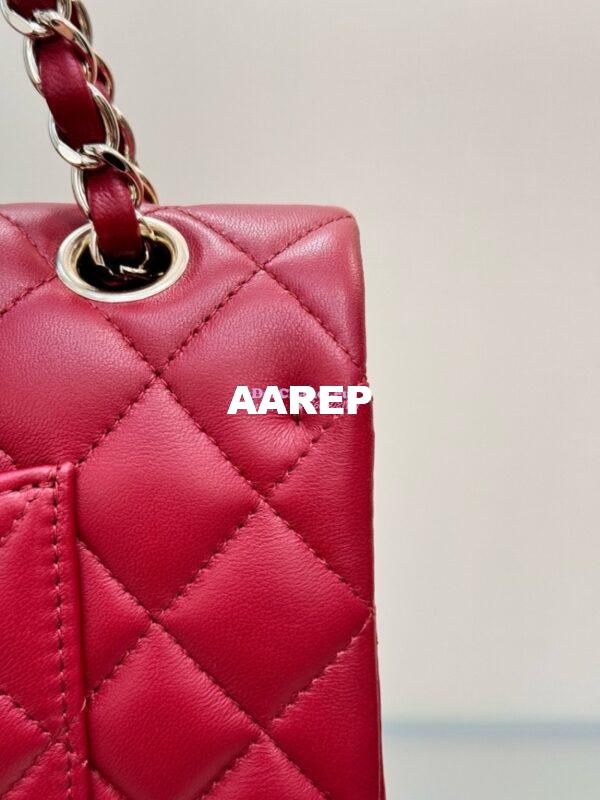 Replica Chanel CF 1112 Classic Flap Bag Qulited Lambskin with Light Gold Hardware in Deep Red 14