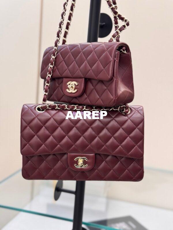 Replica Chanel CF 1112 Classic Flap Bag Qulited Lambskin with Light Gold Hardware in Dark Burgundy 3
