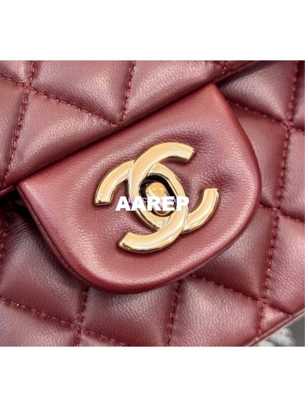 Replica Chanel CF 1112 Classic Flap Bag Qulited Lambskin with Light Gold Hardware in Dark Burgundy 7