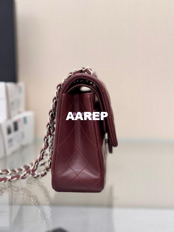 Replica Chanel CF 1112 Classic Flap Bag Qulited Lambskin with Light Gold Hardware in Dark Burgundy 10