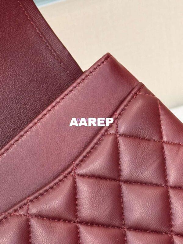 Replica Chanel CF 1112 Classic Flap Bag Qulited Lambskin with Light Gold Hardware in Dark Burgundy 13