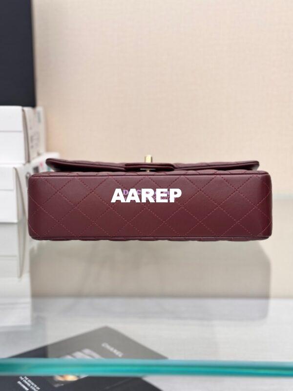 Replica Chanel CF 1112 Classic Flap Bag Qulited Lambskin with Light Gold Hardware in Dark Burgundy 14