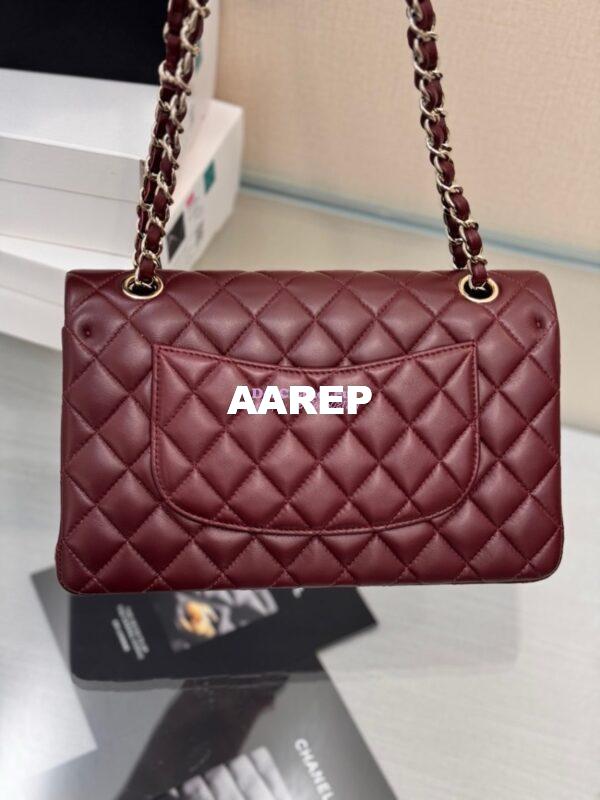 Replica Chanel CF 1112 Classic Flap Bag Qulited Lambskin with Light Gold Hardware in Dark Burgundy 15