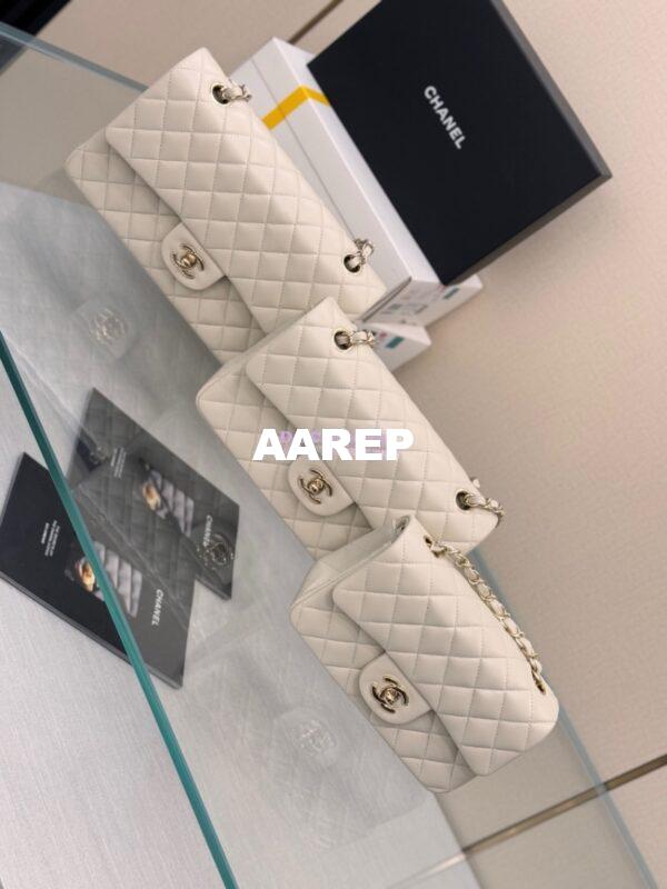 Replica Chanel CF 1112 Classic Flap Bag Qulited Lambskin with Light Gold Hardware in Milky White 3