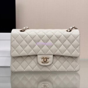 Replica Chanel CF 1112 Classic Flap Bag Qulited Lambskin with Light Gold Hardware in Milky White 2