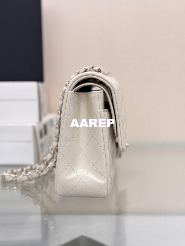 Replica Chanel CF 1112 Classic Flap Bag Qulited Lambskin with Light Gold Hardware in Milky White 8