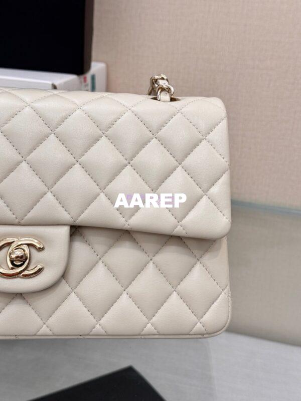 Replica Chanel CF 1112 Classic Flap Bag Qulited Lambskin with Light Gold Hardware in Milky White 9