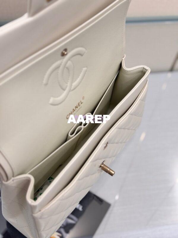 Replica Chanel CF 1112 Classic Flap Bag Qulited Lambskin with Light Gold Hardware in Milky White 10