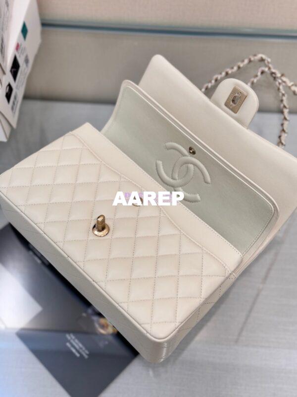 Replica Chanel CF 1112 Classic Flap Bag Qulited Lambskin with Light Gold Hardware in Milky White 11