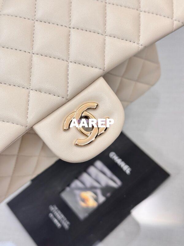 Replica Chanel CF 1112 Classic Flap Bag Qulited Lambskin with Light Gold Hardware in Milky White 12