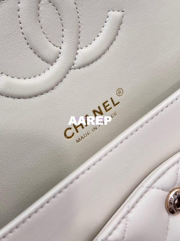 Replica Chanel CF 1112 Classic Flap Bag Qulited Lambskin with Light Gold Hardware in Milky White 13