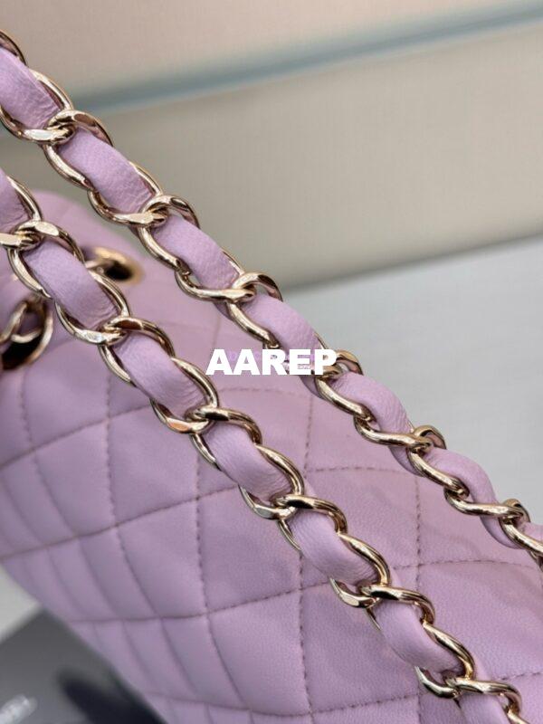 Replica Chanel CF 1112 Classic Flap Bag Qulited Lambskin with Light Gold Hardware in Lotus Pink 7