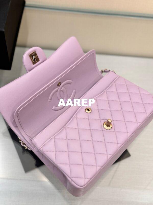 Replica Chanel CF 1112 Classic Flap Bag Qulited Lambskin with Light Gold Hardware in Lotus Pink 8