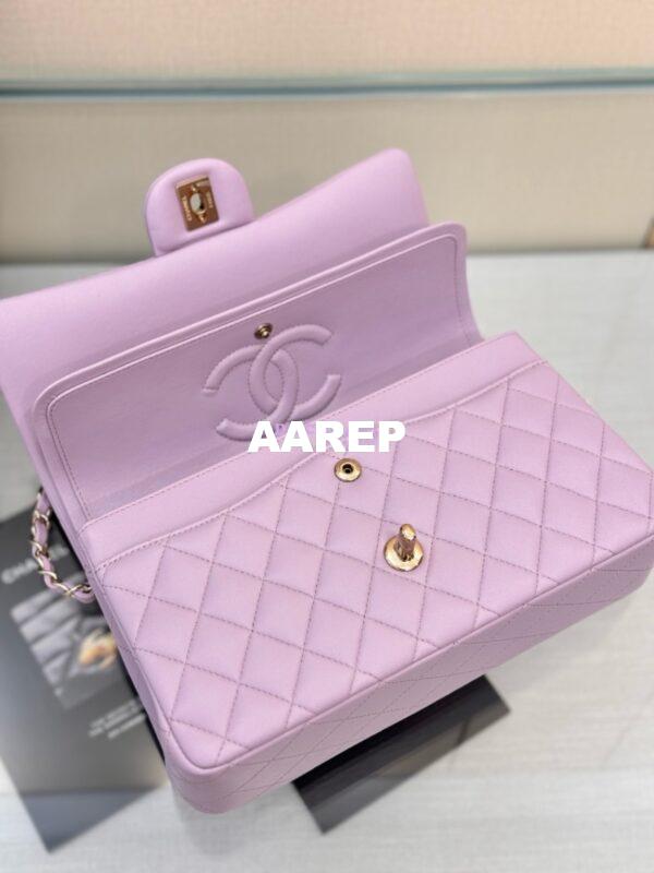 Replica Chanel CF 1112 Classic Flap Bag Qulited Lambskin with Light Gold Hardware in Lotus Pink 10
